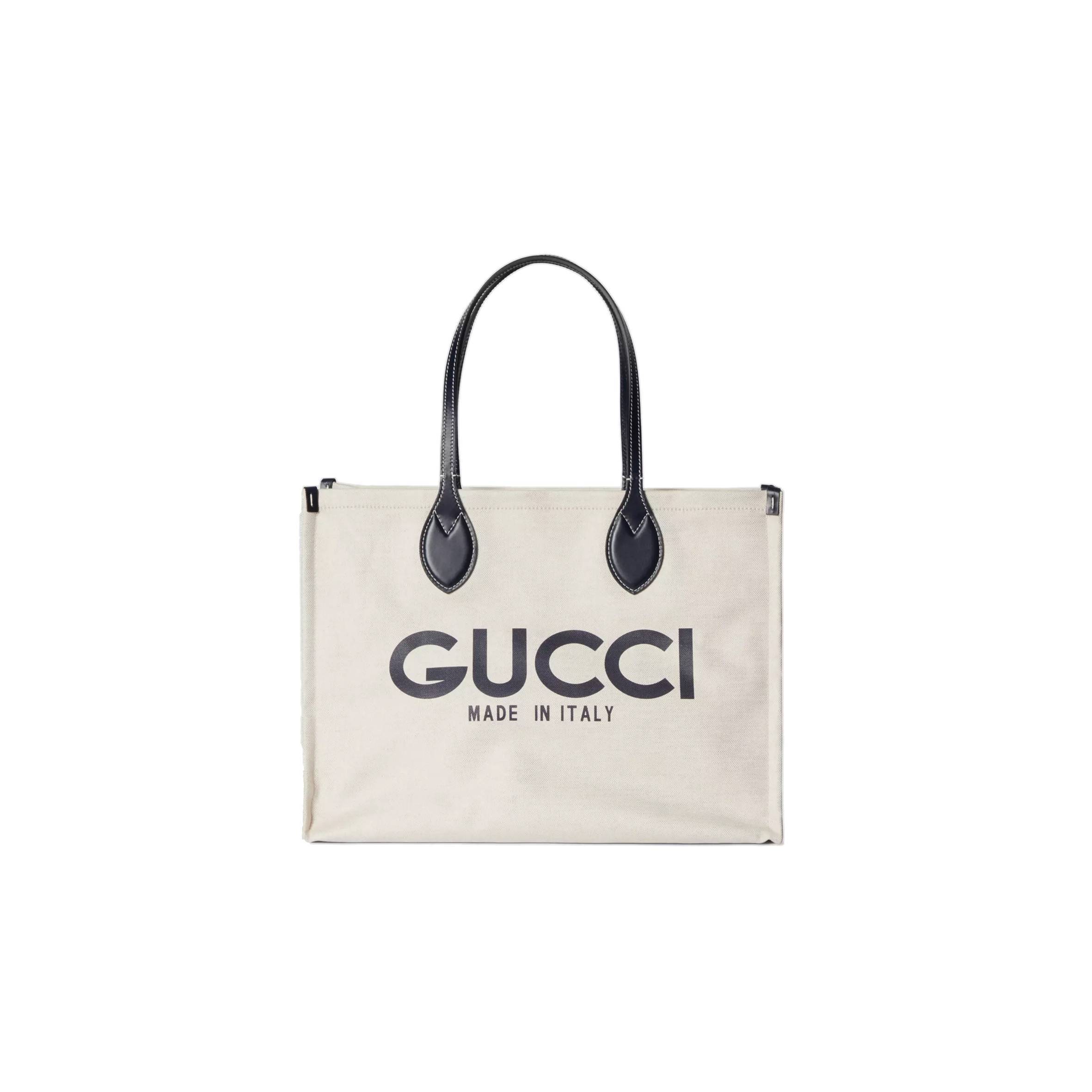 GUCCI PRINT TOTE BAG NEW BEIGE CANVAS BLACK 772176 (41*19*18cm)